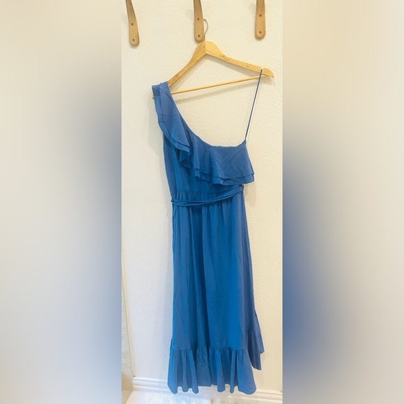JOIE Damica One Shoulder Silk Dress in Baja Blue Size M - Picture 3 of 3